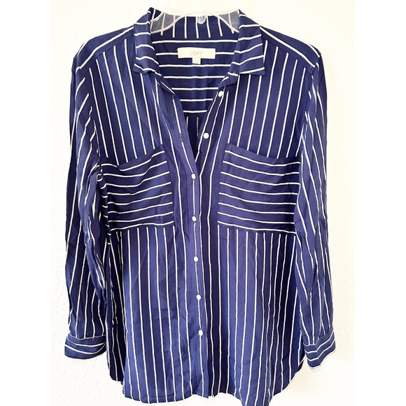LOFT Tops - LOFT pinstripe long sleeve button down shirt-Size M